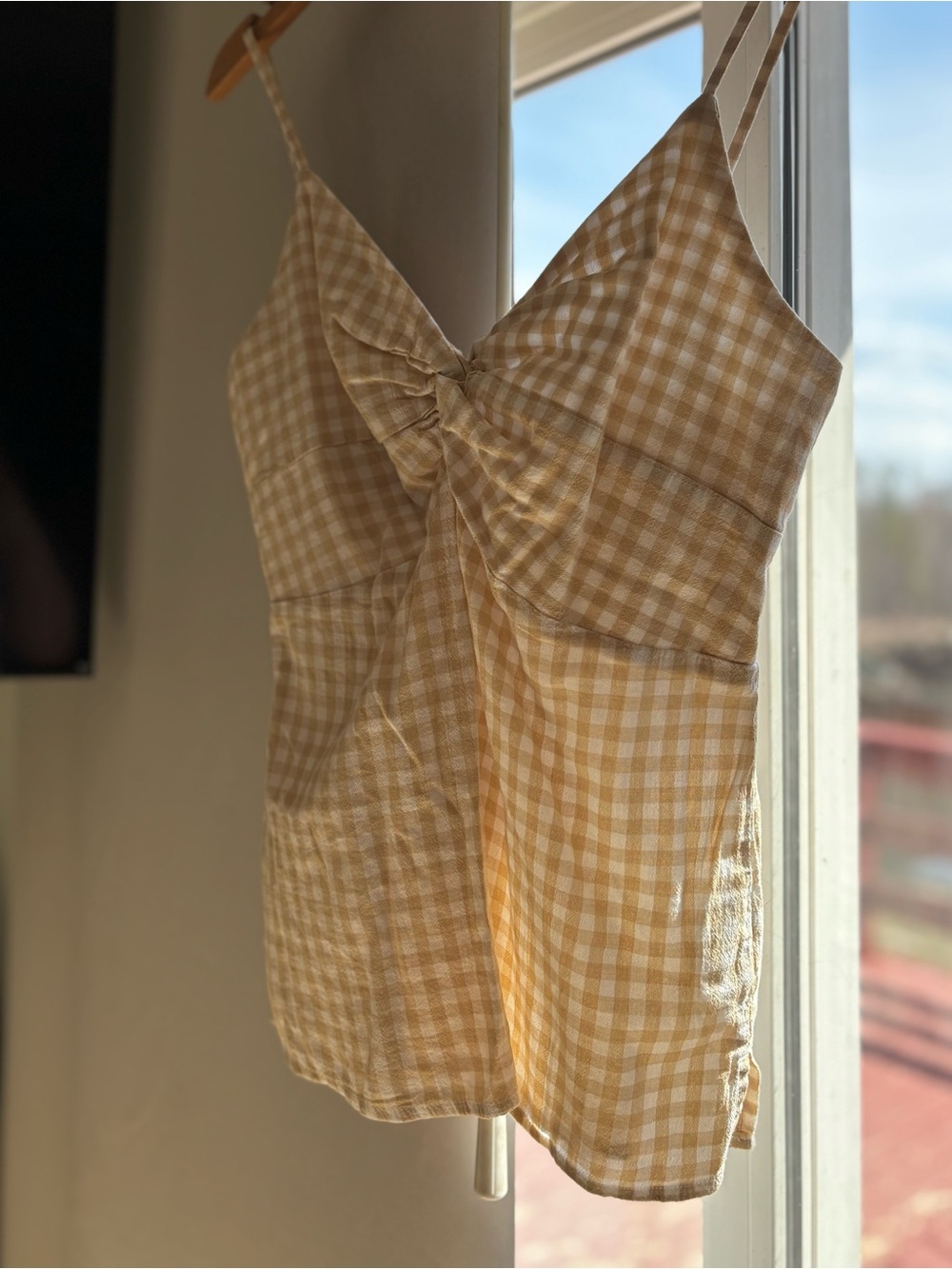 Gingham Tie-Front Cami Top
